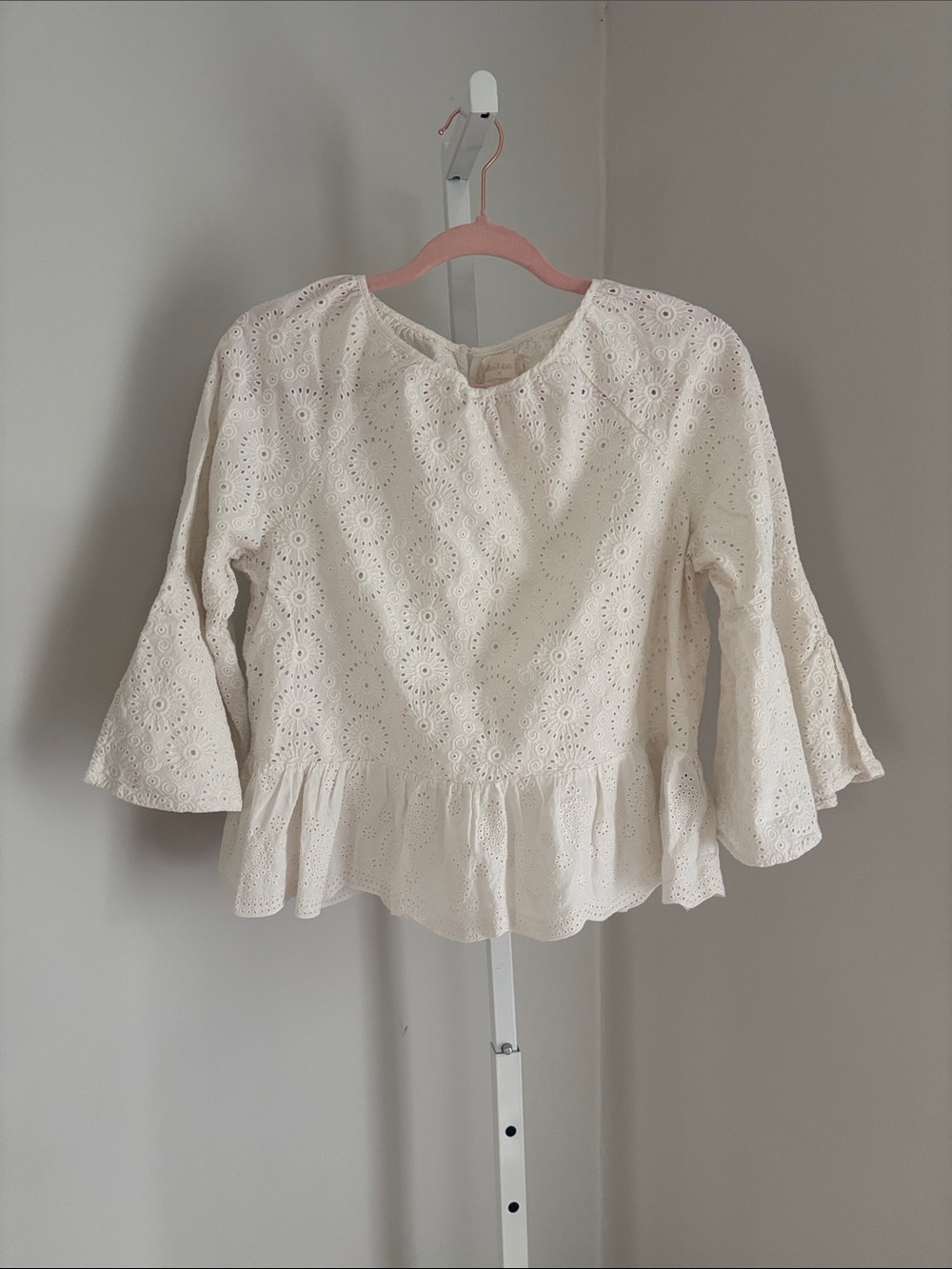 Altar’d State Eyelet Bell Sleeve Boho Top - Cream Women’s Size M Embroidered